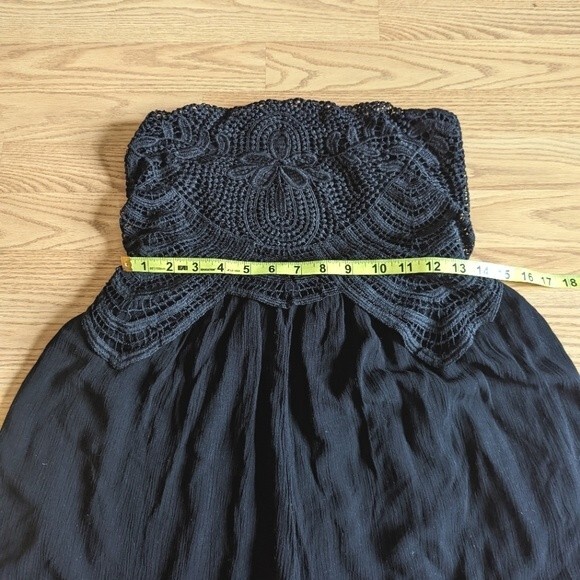Xhilaration Black Strapless Lace Linen Women's Flowy Romper Size Medium - Picture 3 of 8